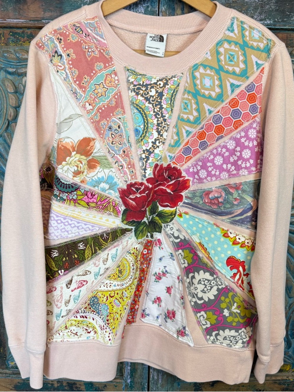Maximalist handmade patchwork rayburst upcycled sweater